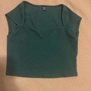 SHEIN Green Fitted Crop Blouse with Sweetheart Neckline